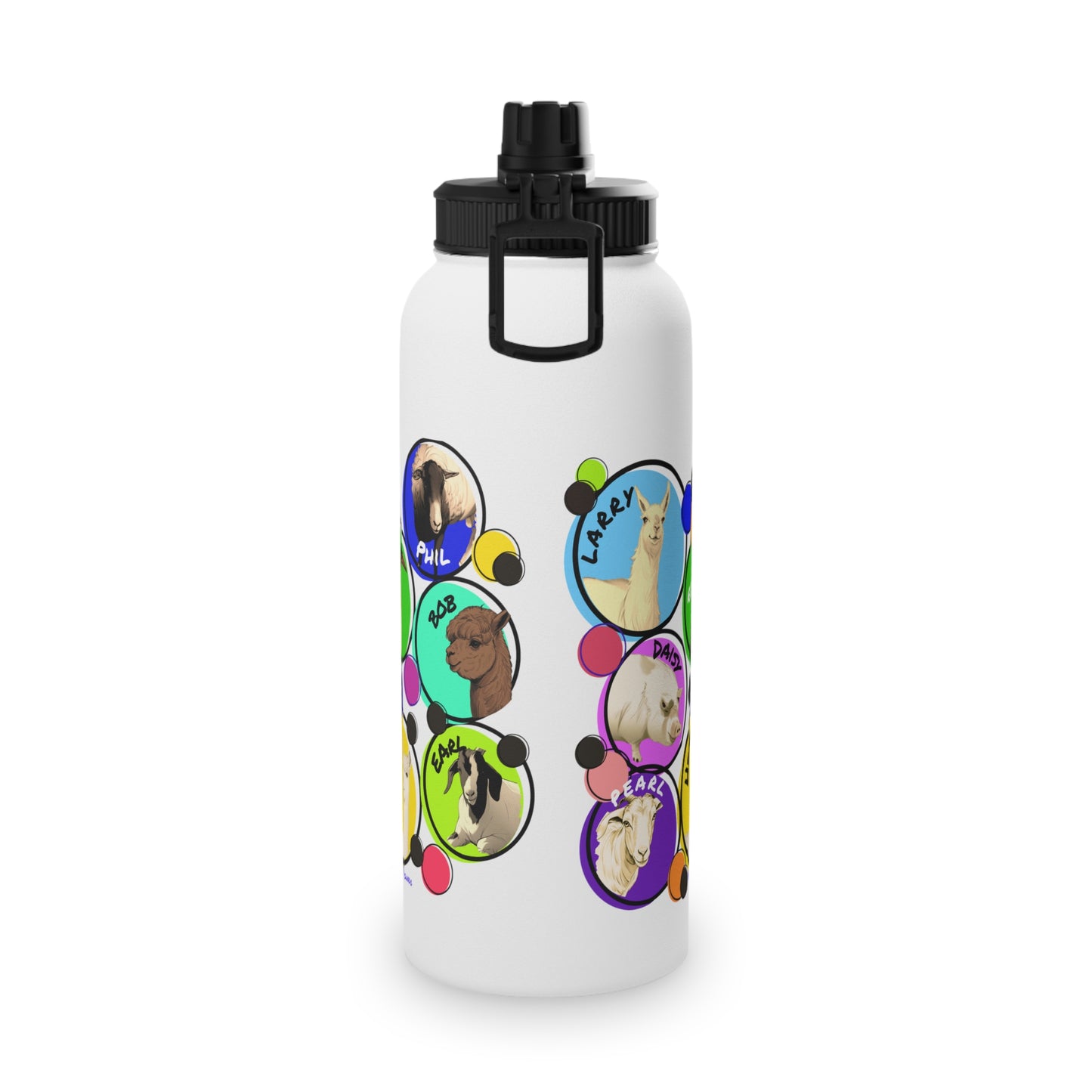 Cali Sun - The Whole Gang - Stainless Steel Water Bottle, Sports Lid