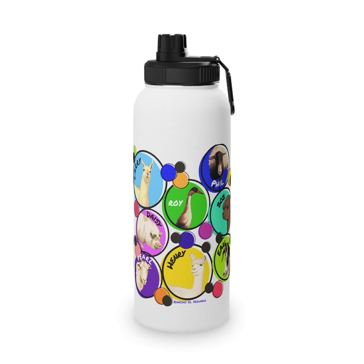 Cali Sun - The Whole Gang - Stainless Steel Water Bottle, Sports Lid