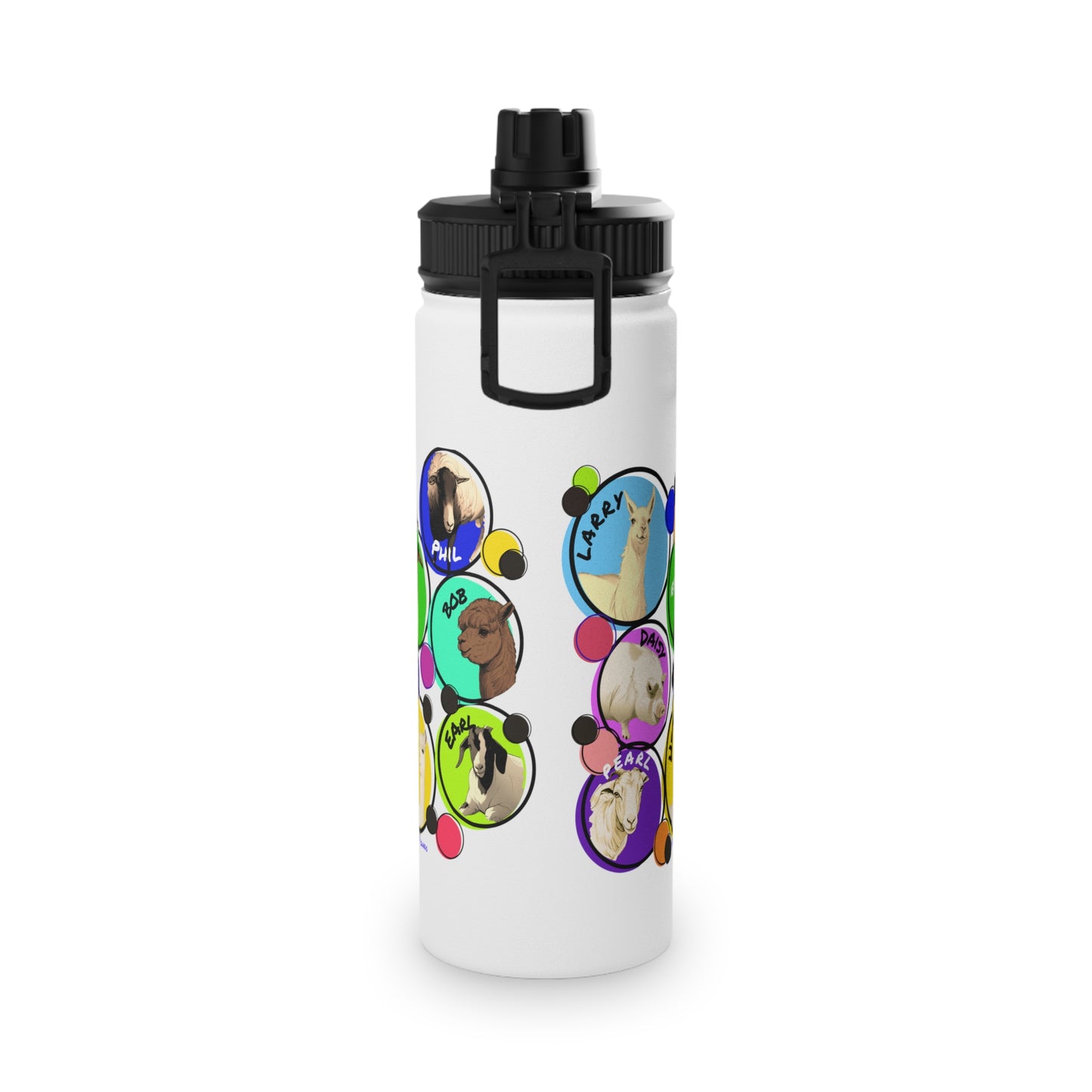 Cali Sun - The Whole Gang - Stainless Steel Water Bottle, Sports Lid