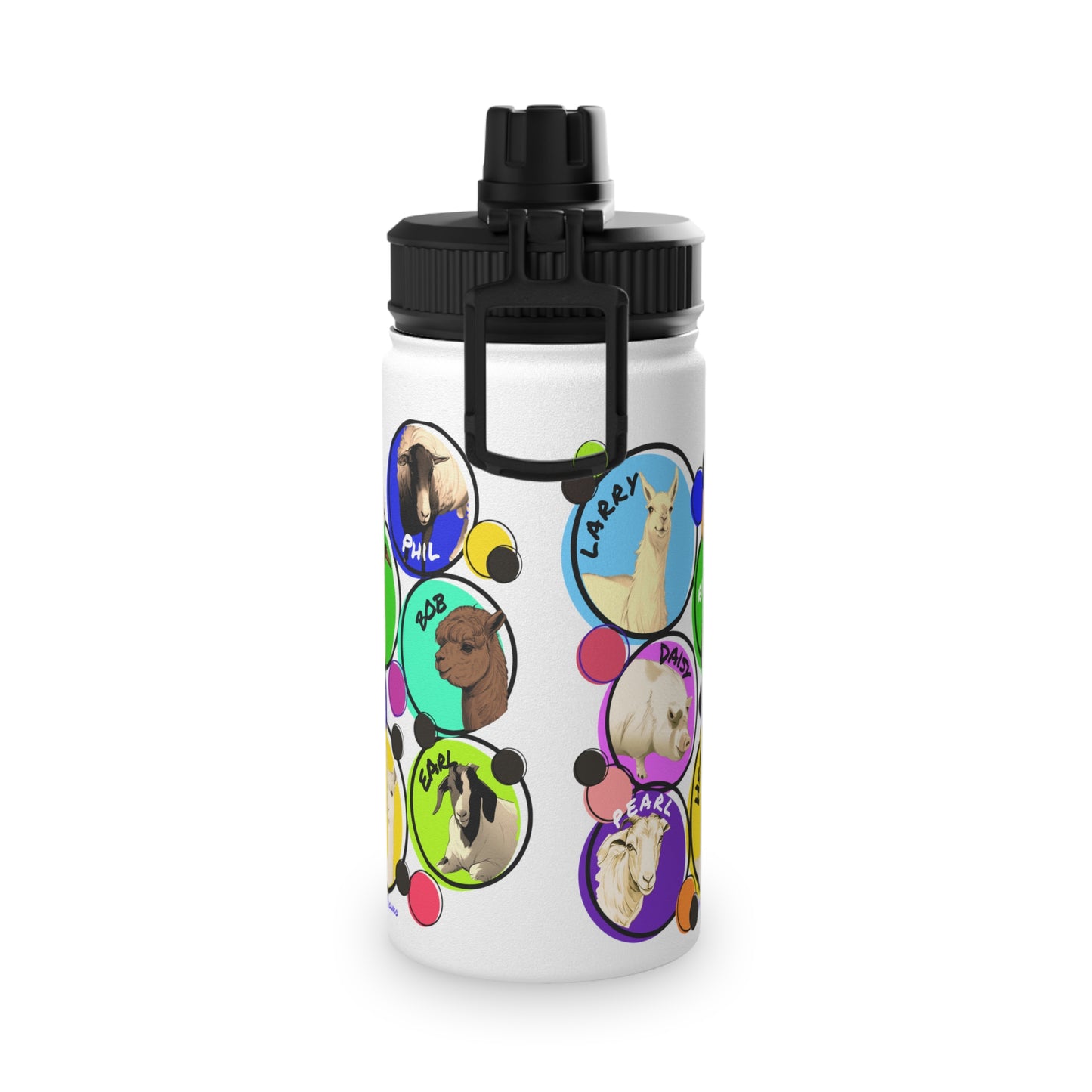 Cali Sun - The Whole Gang - Stainless Steel Water Bottle, Sports Lid