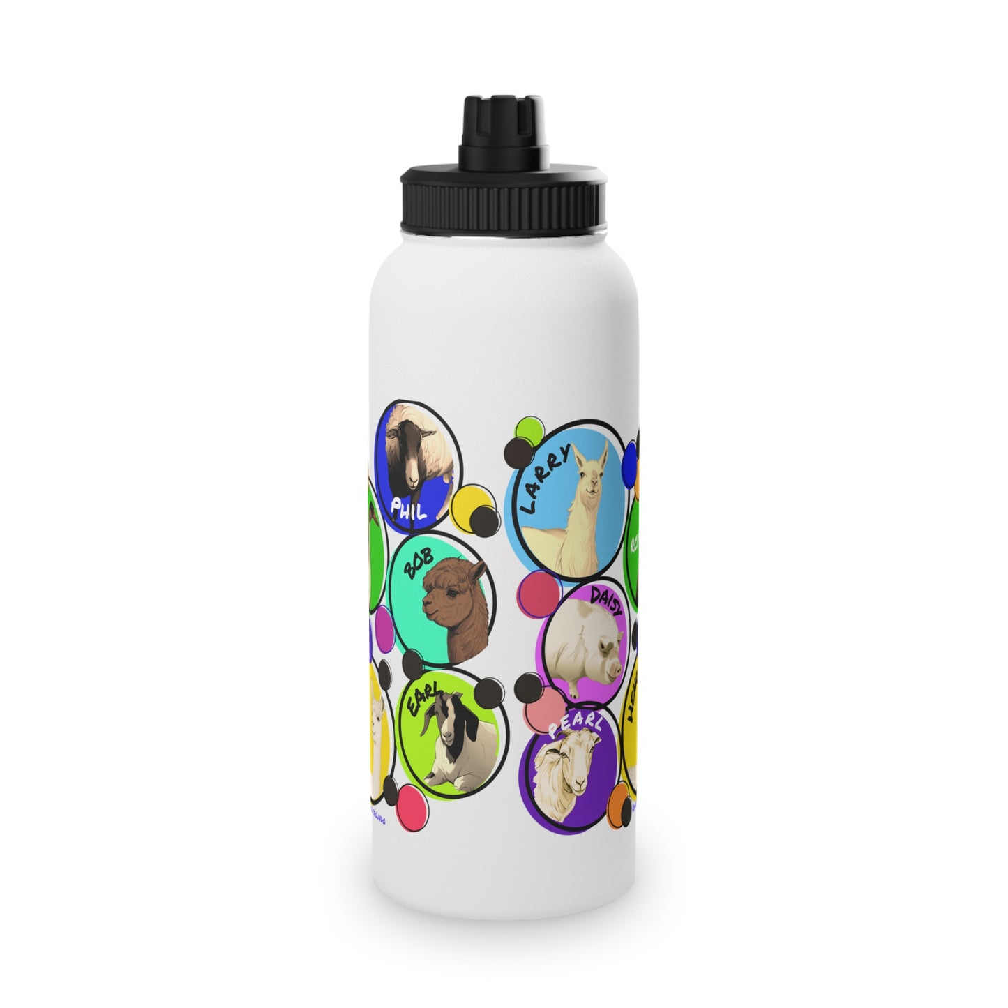 Cali Sun - The Whole Gang - Stainless Steel Water Bottle, Sports Lid