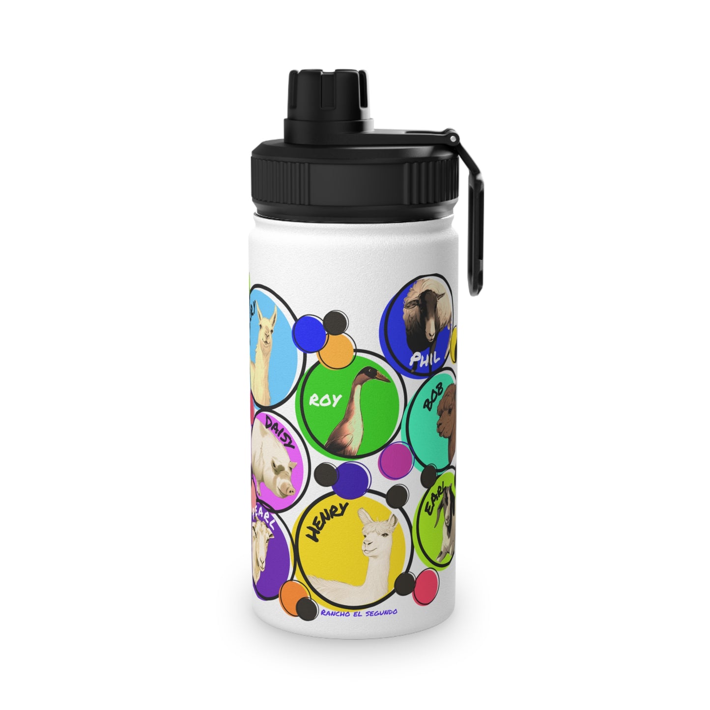 Cali Sun - The Whole Gang - Stainless Steel Water Bottle, Sports Lid