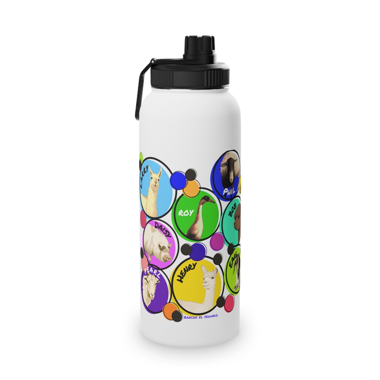 Cali Sun - The Whole Gang - Stainless Steel Water Bottle, Sports Lid