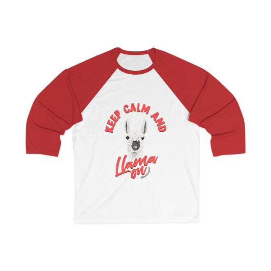 KEEP CALM AND LLAMA ON - ADULT BASEBALL TEE