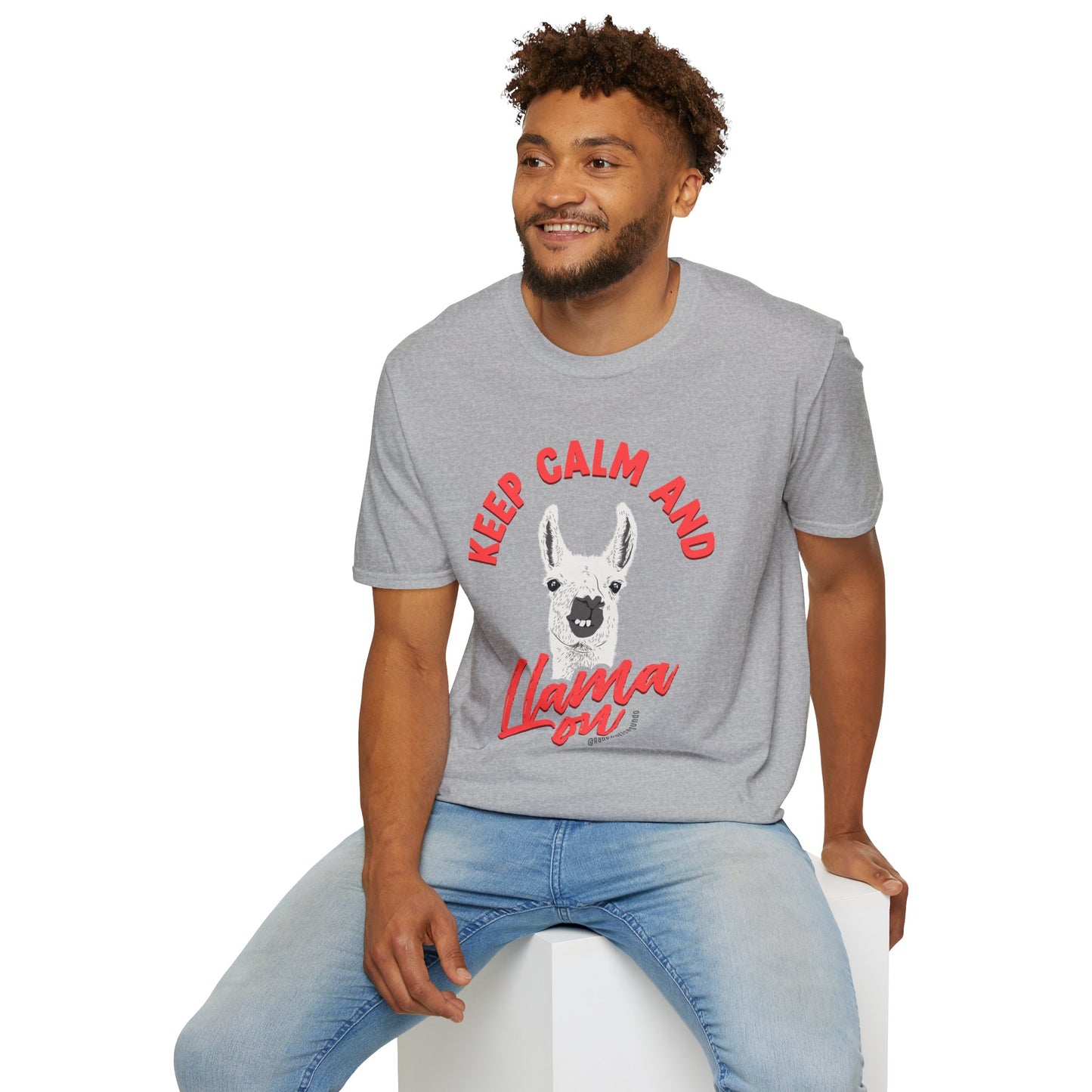 KEEP CALM AND LLAMA ON - UNISEX SOFTSTYLE TEE