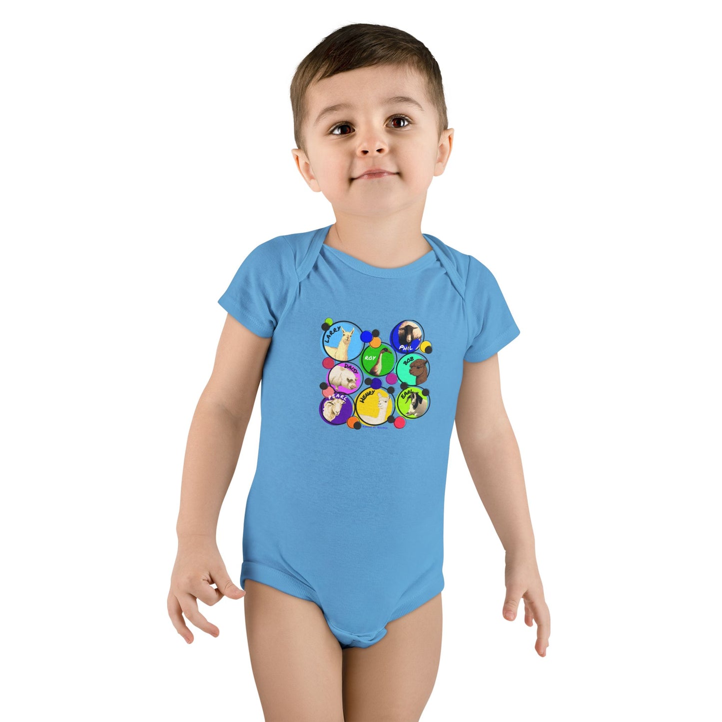 INFANT SHORT SLEEVE ONESIE - THE WHOLE GANG - CALI SUN