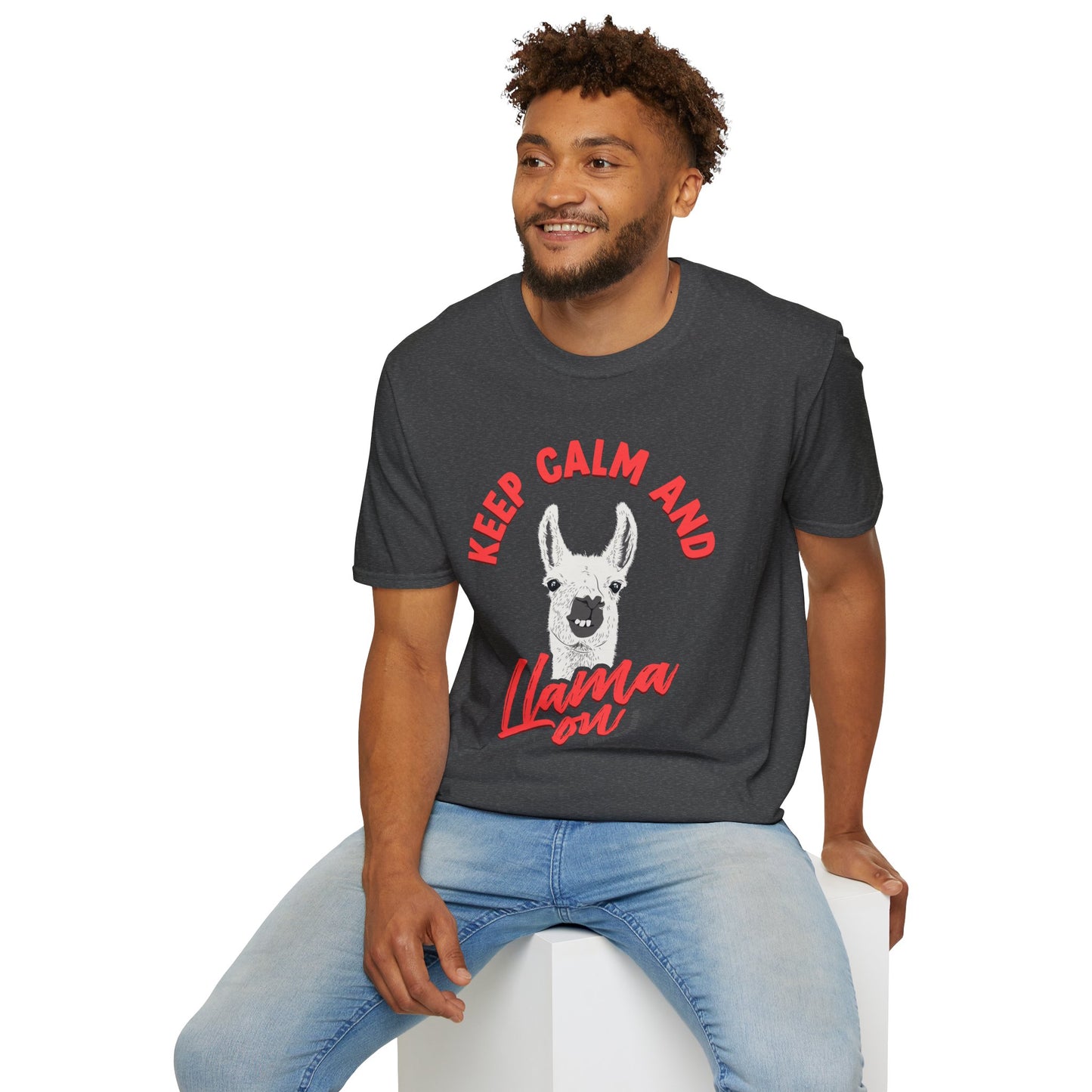 KEEP CALM AND LLAMA ON - UNISEX SOFTSTYLE TEE