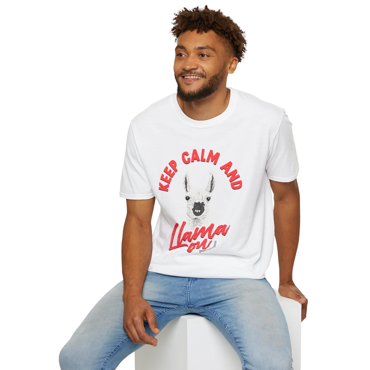 KEEP CALM AND LLAMA ON - UNISEX SOFTSTYLE TEE