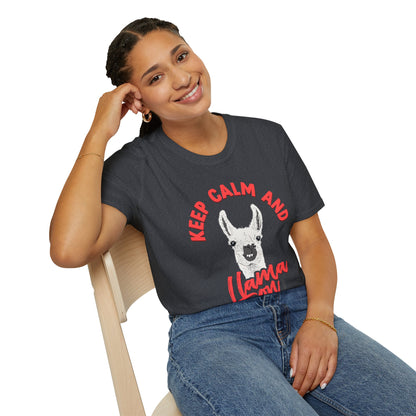 KEEP CALM AND LLAMA ON - UNISEX SOFTSTYLE TEE