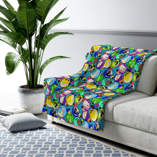 SHERPA FLEECE BLANKET (2 SIZES) - THE WHOLE GANG - CALI SUN