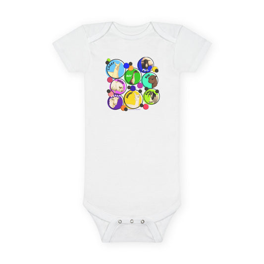 INFANT SHORT SLEEVE ONESIE - THE WHOLE GANG - CALI SUN